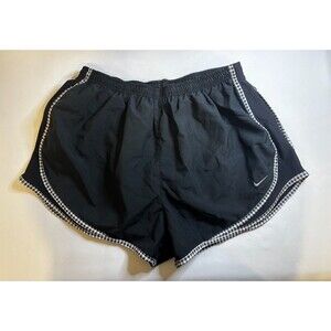 Nike Women's XL Tempo Running Shorts Dri-FIT Black White Gingham Checkered Trim